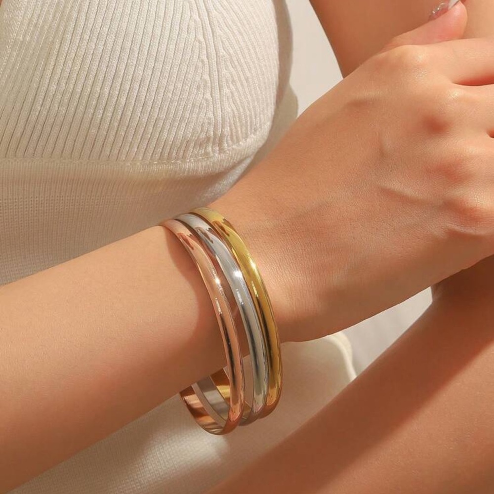 Stainless Steel Silver Gold Bangle Bracelet